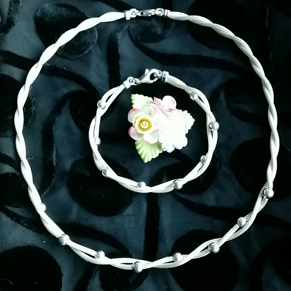 Sterling Silver Italian Necklace and Bracelet Set Giftable